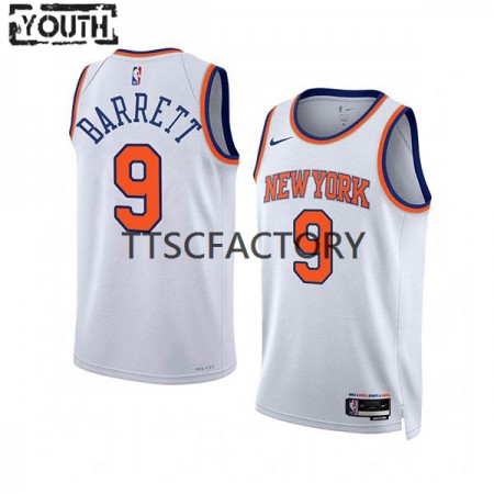 Maillot Basket New York Knicks RJ Barrett 9 Nike 2022-23 Association Edition Blanc Swingman - Enfant